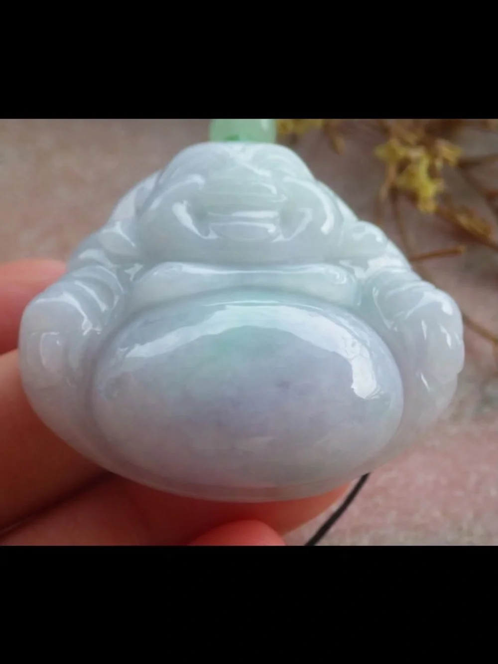 Certificate Jadeite Jade Light blue Green Pendant luck Laughing Buddha god